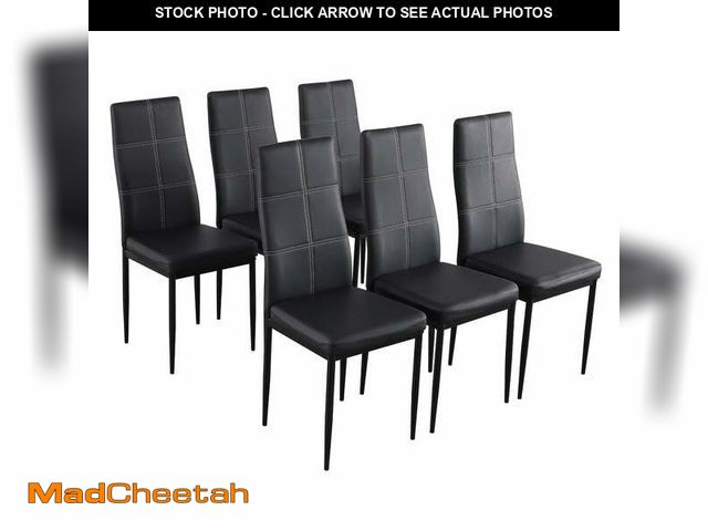 Lot 74-13774374 - Ktaxon 6pcs  Dining Chairs Dining Set of 6 High PU Leather High Back ,Black - UNUSED