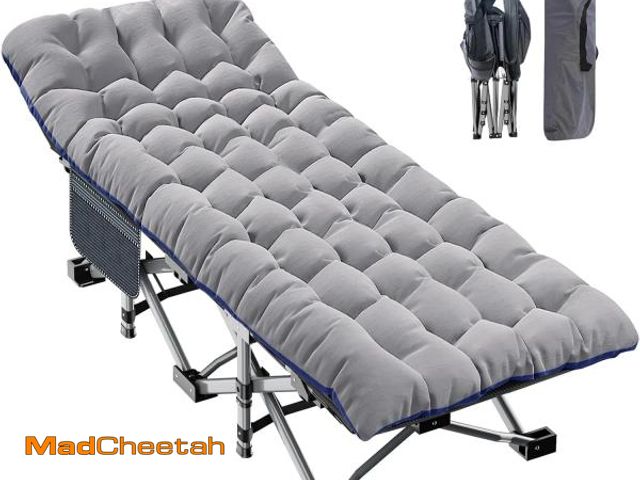 Lot 74-12396361 - ABORON Oversized XXL Folding Camping Cot W/Mat for Adults, 78" L x 32" W x 18" H Heavy Duty Outdoor ...