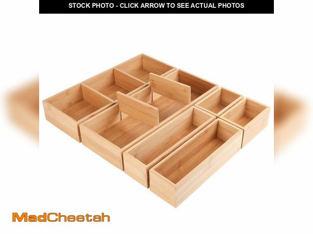 Lot 74-12713825 - Kootek 6 Pcs Bamboo Drawer Organizer Utensil Tray Kitchen Storage Box 3-Size Versatile Dividers Cutl...