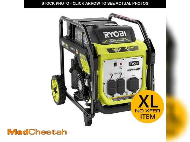 Lot 74-12638943 - RYOBI 4000-Watt Recoil Start Gasoline Powered Digital Inverter Generator with CO Detect Shutdown Sen...