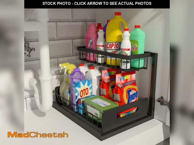 Lot 74-12606944 - REALINN Under Sink Organizer, Pull Out Cabinet Storage 2 Tier Slide Out Sink Shelf, Kitchen Organize...