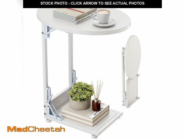 Lot 74-13714276 - Elbourn Folding Side Table End Couch Tables,Metal Frame C-Shaped TV Stand for Living Room, Bedroom, ...