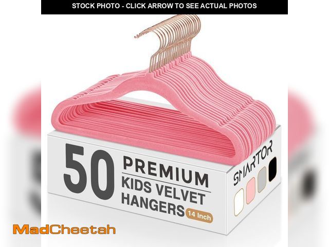 Lot 74-14385204 - Smartor Kids Velvet Hangers 50 Pack, 14 Inch Premium Non Slip Kids Felt Hangers for Closet, Space Sa...