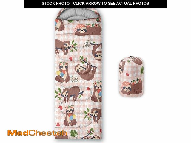 Lot 74-12705054 - QOOMO Cute Cartoon Sloth Printed Camping Sleeping Bags,3 Season Warm &amp; Cool Weather,Lightweight,...