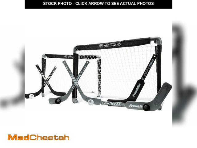 Lot 74-13927061 - Franklin Sports NHL Mini Hockey Goal Set of 2 - Black - Includes Mini Hockey Goals, 4 Sticks, 2 Goal...