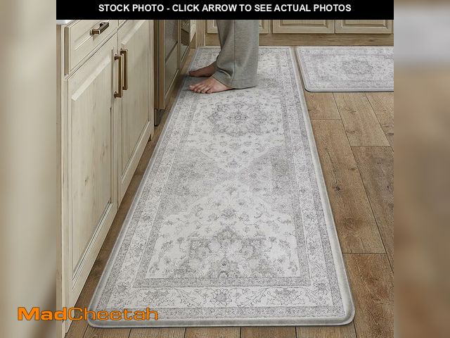 Lot 74-14305830 - PureCozy Kitchen Mats 2PCS Anti Fatigue Cushioned Mat Gray Vintage Kitchen Mats for Floor Waterproof...