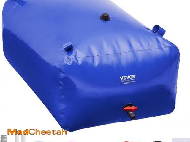 Lot 74-12510585 - (MISSING ACCESSORIES) VEVOR 400L/105.7Gallon Water Storage Bladder, RV Water Tank, 1000D Blue PVC Co...