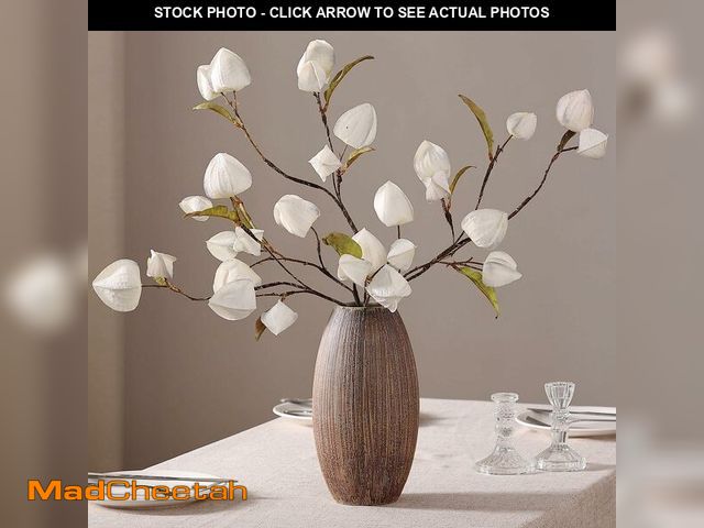 Lot 74-14422564 - 4PCS 29"Artificial Physalis Branch, Faux Cape Gooseberry Stem(Cream) - UNUSED