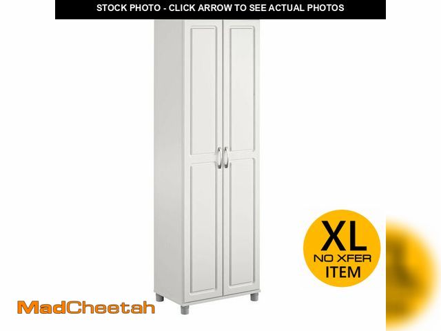 Lot 74-12690134 - SystemBuild Evolution Kendall 24" Utility Storage Cabinet - White (MISSING HARDWARE.HANDLES)  - USED