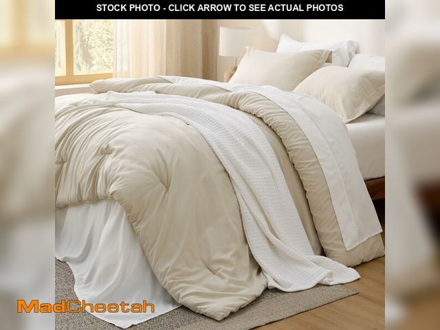 Lot 74-12709773 - Bedsure Full Size Comforter Set - 7 Pieces Beige Full Bedding Set for All Seasons, Boho Contrasting ...