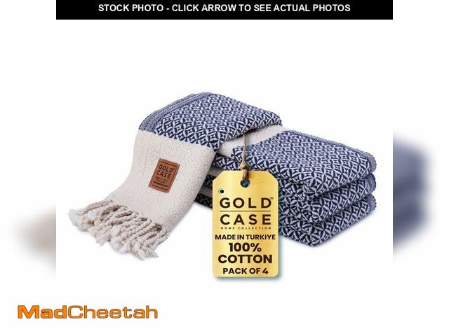 Lot 74-12436577 - Gold CASE Turkish Hand Towels for Bathroom Set of 4 Ã¢â¬â 20 x 40'' Ã¢â¬â 100% Cotton Bathroom...