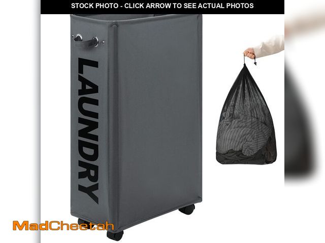 Lot 74-14146645 - DOKEHOM 29-Inches Enlarged Slim Laundry Basket with Removable Wash Bag on Wheels, Collapsible Rollin...