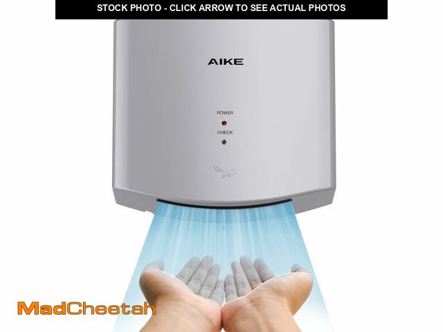 Lot 74-13565902 - AIKE Air Wiper Compact Hand Dryer 110V 1400W Silver (with 2 Pin Plug) Model AK2630S - UNUSED