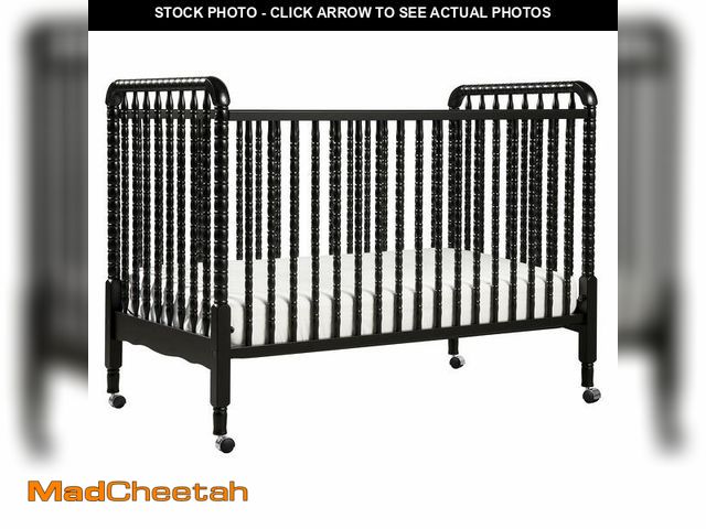 Lot 74-12660855 - DaVinci Jenny Lind 3-in-1 Convertible Crib in Ebony, Removable Wheels, Greenguard Gold Certified - U...