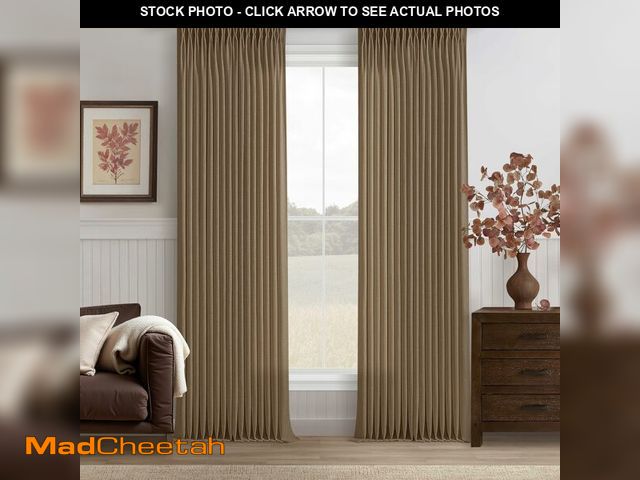 Lot 74-14271217 - Pinch Pleated Linen Curtains 98 Inches Long 2 Panels Set for Living Room Dutch Cocoa Back Tab Light ...