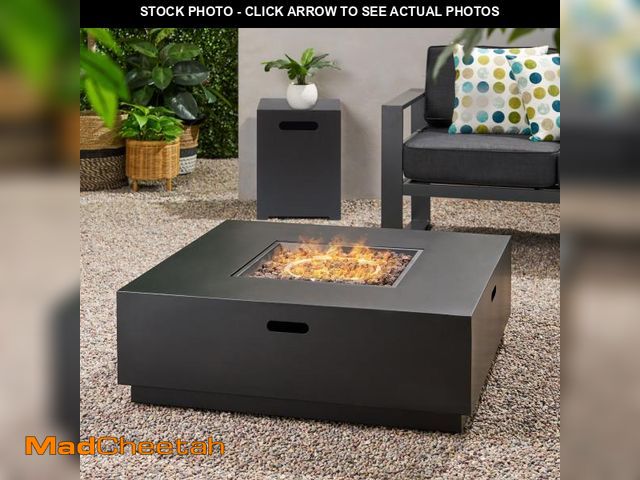 Lot 74-12408843 - (MISSING TANK HOLDER) Outdoor Iron 40 Inch Square Fire Pit - 50,000 BTU,Dark Grey (Doesn't include t...
