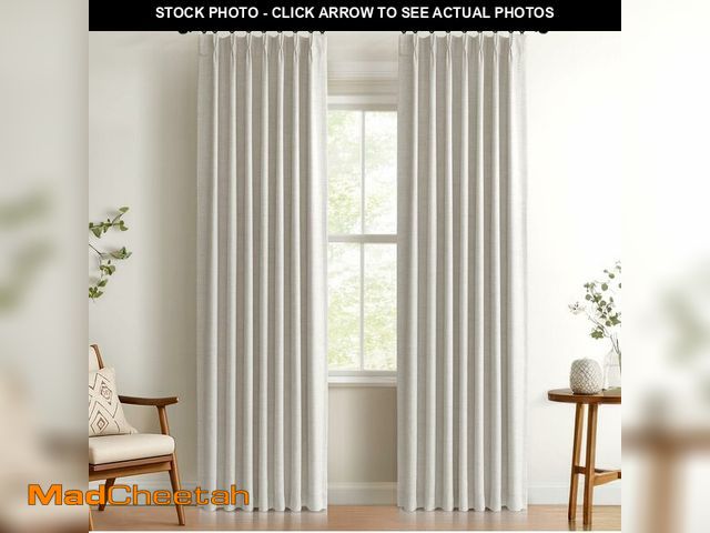 Lot 74-14329659 - 100% Blackout Shield Linen Look Textured Pinch Pleated Curtains Blackout Drapes 102 Inch Long 2 Pane...