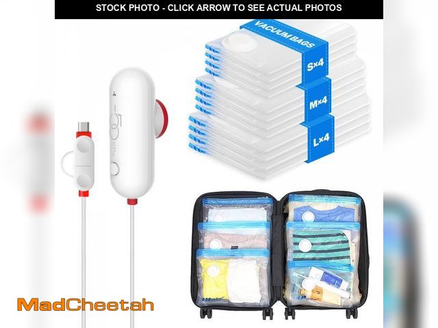 Lot 74-12444053 - VMstr 12 Pack Travel Vacuum Storage Bags with USB Electric Pump, Compression Bags for Travel, Space ...