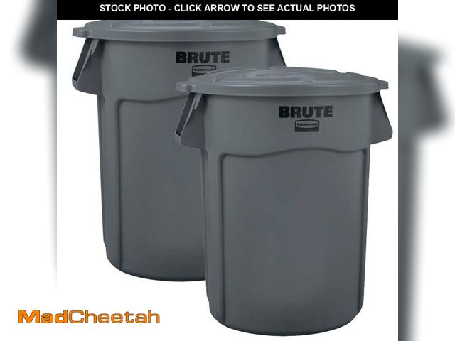 Lot 74-12557662 - *SCUFFED/ONE ONLY* Rubbermaid Commercial Products Brute 44 Gal. Grey Round Vented Trash Can  *SCUFFE...