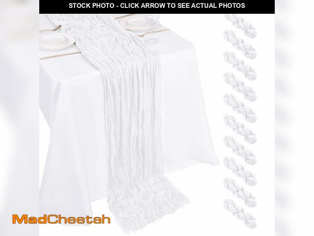 Lot 74-14293283 - 10 Pack White Cheesecloth Table Runner 17x108 Inch Boho Gauze Cheese Cloth Table Runners for Wedding...