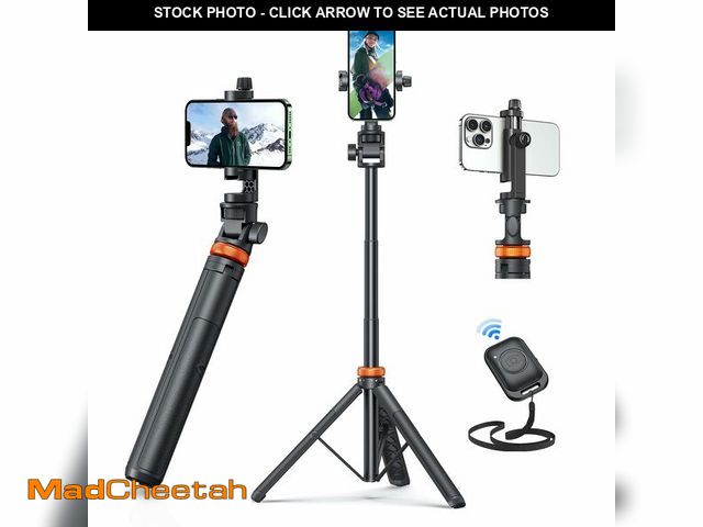 Lot 74-12971819 - EUCOS 62" Phone Tripod, Tripod for iPhone &amp; Selfie Stick with Remote, Extendable Cell Phone Stan...