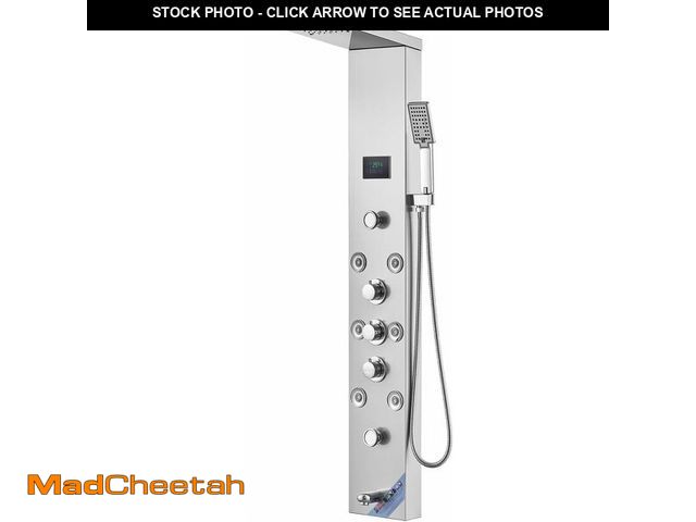 Lot 74-14067734 - VEVOR Shower Panel, 6 Shower Modes, LED &amp; Screen Hydroelectricity Shower Tower Panel System, Rai...