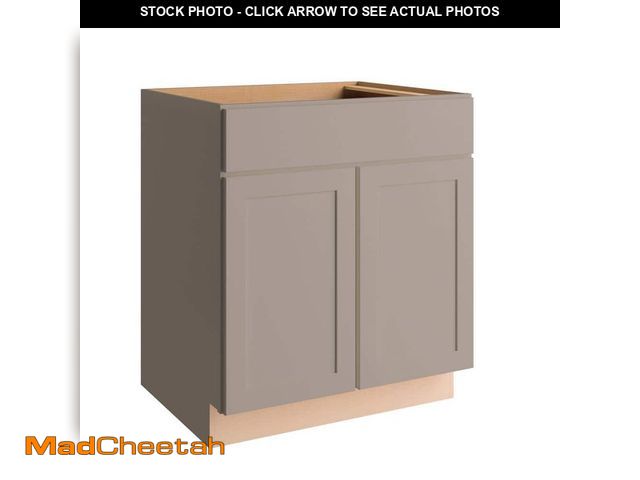 Lot 74-12552481 - Courtland 30 in. W x 24 in. D x 34.5 in. H Assembled Shaker Sink Base Kitchen Cabinet in Sterling Gr...