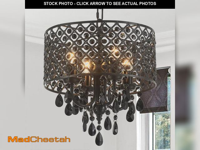 Lot 74-12314841 - VILUXY Crystal Chandelier for Dining Room Black Smoke Ceiling Pendant Lighting Modern Crystal Hangin...
