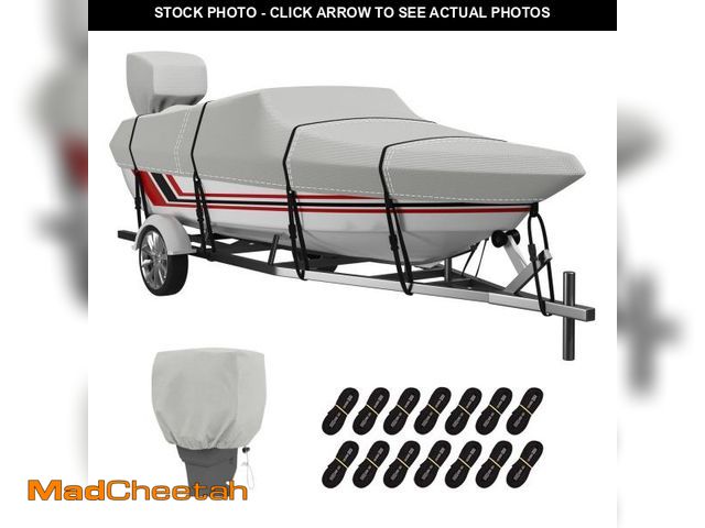Lot 74-12314856 - VINPATIO Trailerable Boat Cover, 600D Solution-Dyed Bass Boat Cover, 23-24 ft Heavy Duty 100% Waterp...