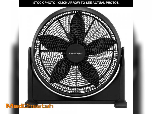 Lot 74-12034244 - 20 in. 3 Speeds Floor Fan in Black with 90Â° Adjustable Tilt and Built in Carry Handle - UNUSED