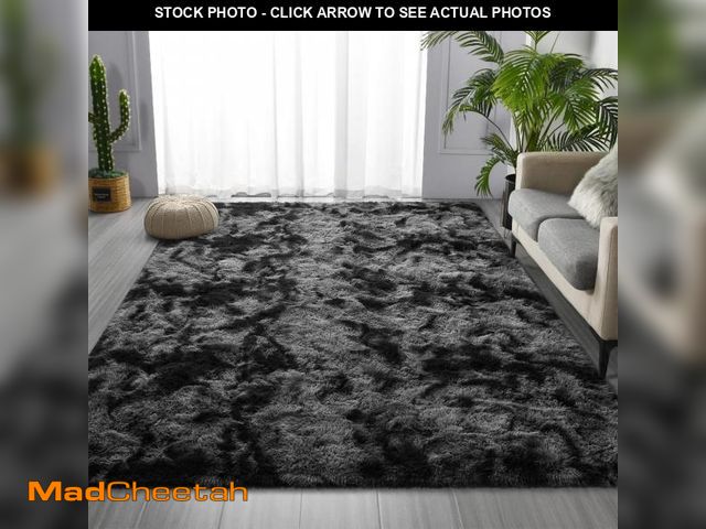 Lot 74-12491073 - HIOHA Soft Plush Shaggy Furry Rug, 8ft x 10ft Microfiber Area Rug, Non-Slip Dark Gray Carpet for Liv...