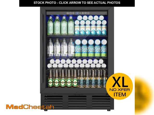 Lot 74-13691692 - EUHOMY 24 in. Single Zone 180-Cans Undercounter Freestanding/Built-in Beverage and Wine Cooler in Bl...