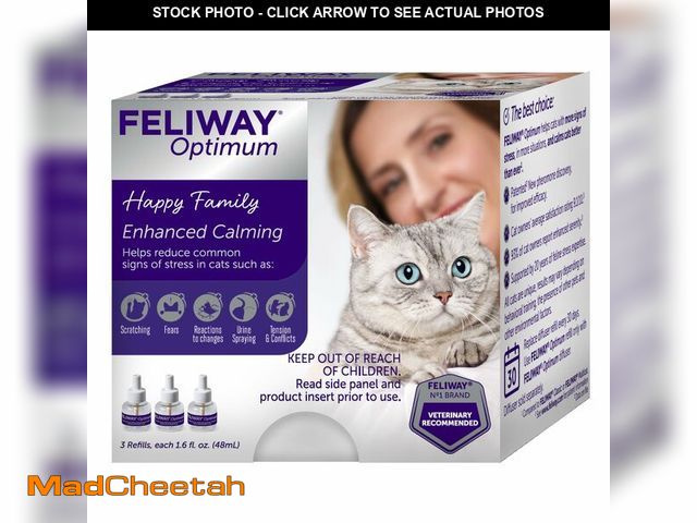 Lot 74-13568967 - FELIWAY Optimum 3 x 30 Day Cat Calming Refills for Pheromone Diffuser, 3 x 48ml Value Pack - Helps R...