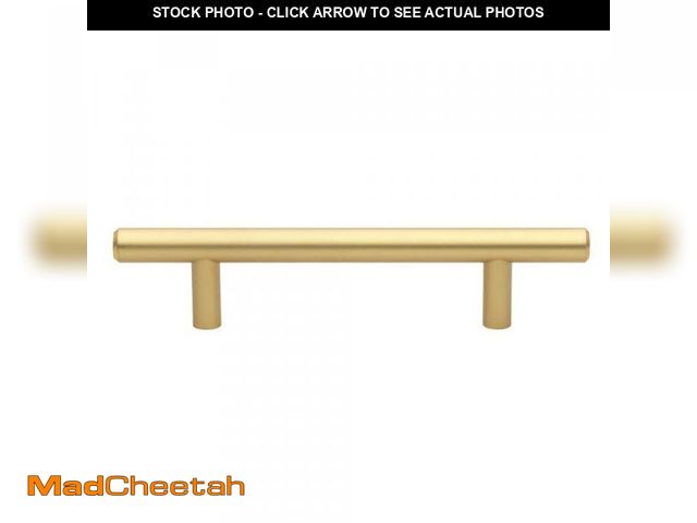 Lot 74-12464338 - GLIDERITE 5 in. Center-to-Center Satin Gold Solid Handle Bar Cabinet Drawer Pulls (10-Pack) - UNUSED