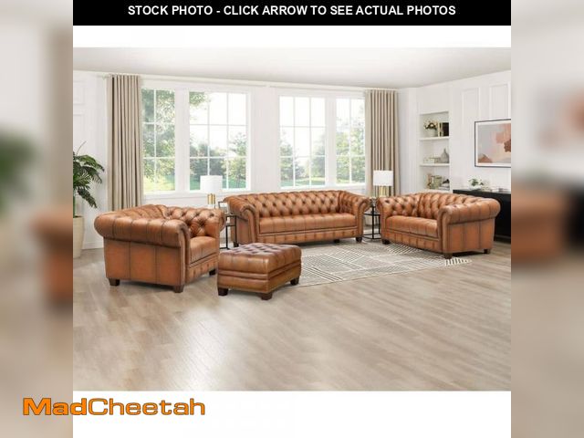 Lot 74-12032235 - *SEE DETAILS* Hydeline York Saddle Brown Top Grain Leather Ottoman *SEE DETAILS*  - UNUSED