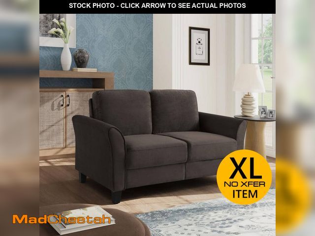 Lot 74-12850639 - Lifestyle Solutions Wesley 57.9 in. Coffee Microfiber 2-Seater Loveseat with Flared Arms - UNUSED