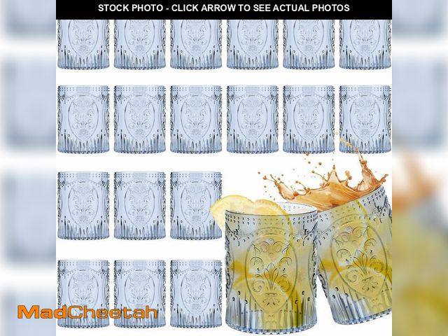 Lot 74-13629246 - Qinyoung 24 Plastic Vintage Drinking Glasses 8.5oz Stemless Retro Embossed Wine Glasses Shatterproof...