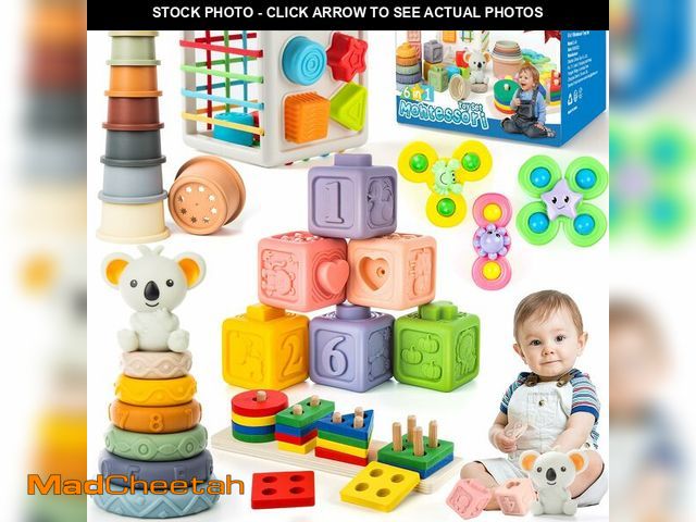 Lot 74-12708705 - 6-in-1 Baby Toys 6 to 12 Months, Montessori Toys for Babies 6-12-18 Months, Infant Teething Toy Stac...