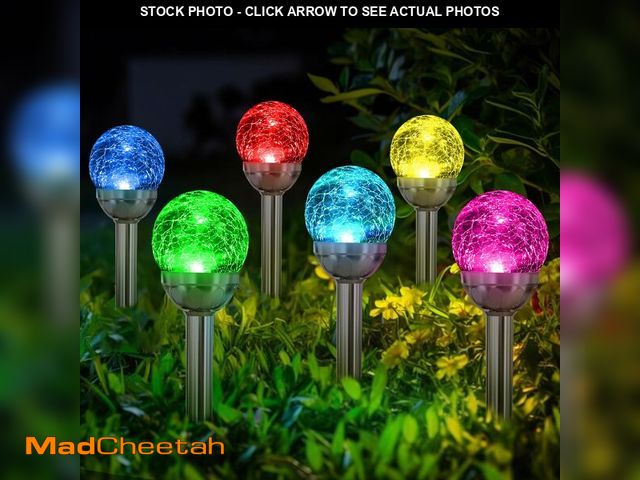 Lot 74-14153104 - SOLPEX Solar Garden Lights Outdoor, 6 Pack Multi-Color Changing&amp;White 2 Modes Solar Powered Glas...