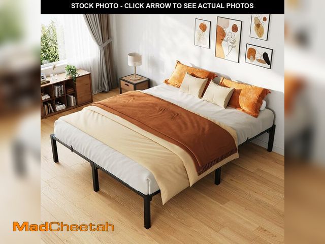 Lot 74-12544062 - Full Bed Frame, 14 Inch High Platform Bed Frame, Full Size with Storage Space, Heavy Duty Steel Slat...