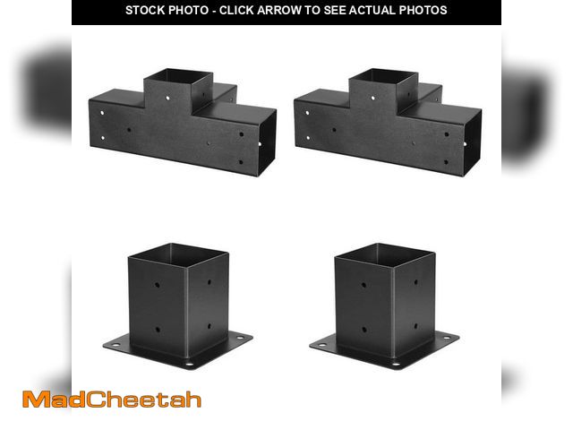 Lot 74-14345499 - VEVOR Pergola Bracket Kit, 4 x 4 In. (3.5 x 3.5 Inner), 2 Pcs 4-Way Heavy Duty Corner Bracket, for G...