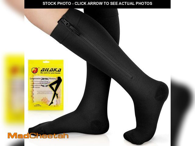 Lot 74-14472740 - Ailaka Zipper Compression Socks for Men Women, 20-30 mmHg, Close Toe - UNUSED
