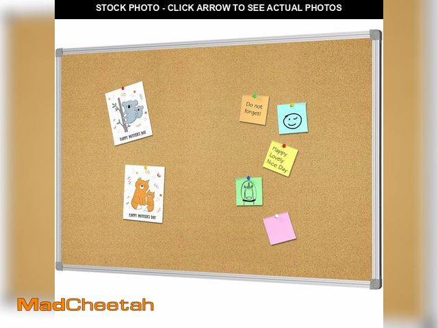 Lot 74-13786054 - Lockways Cork Board Bulletin Board, Double Sided Corkboard 36" x 24", Wall-Mounted Aluminum Framed M...