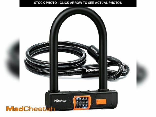 Lot 74-14337580 - NDakter Bike Locks Heavy Duty Anti Theft, Combo Bike U Lock, 4-Digit Resettable Combination Bicycle ...