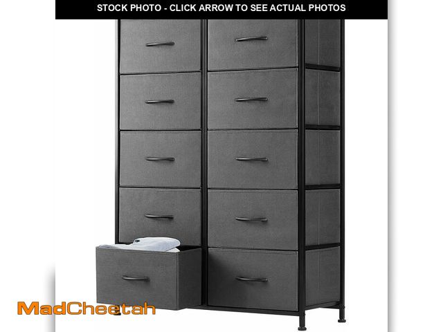 Lot 74-13331374 - DUMOS Dresser for Bedroom, 10 Storage Drawers, Wide Fabric Closet Chests Organizer Tower Furniture w...