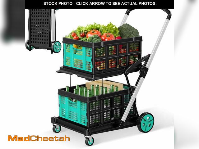 Lot 74-13640613 - Rvchic Functional Collapsible Carts with 2 Storage Crates,8-in-1 Mobile Folding Trolley with 360Â°Ro...