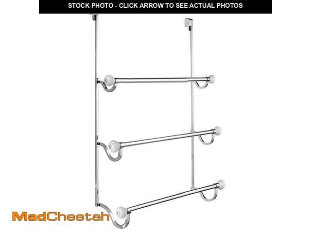 Lot 74-14449041 - interDesign York Over Shower Door Towel Rack-3 in White and Chrome 73410 - UNUSED