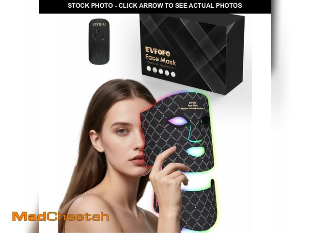Lot 74-14475433 - EVFOFO 7-Color LED Red Light Mask, Face &amp; Neck, 630nm &amp; 850nm NIR, Cordless - UNUSED