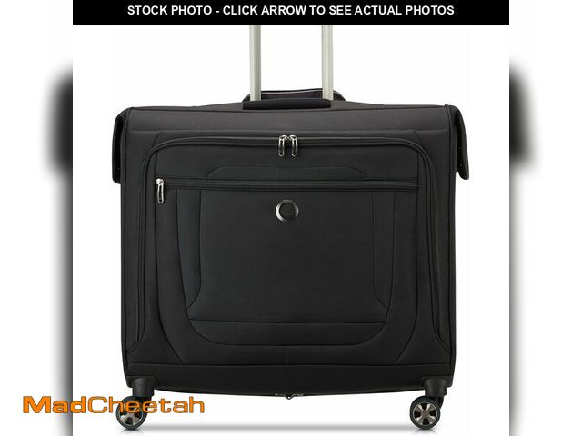 Lot 74-13709431 - (MISSING ONE WHEEL) DELSEY PARIS Helium DLX Rolling Garment Bag with Spinner Wheels, Black - UNUSED