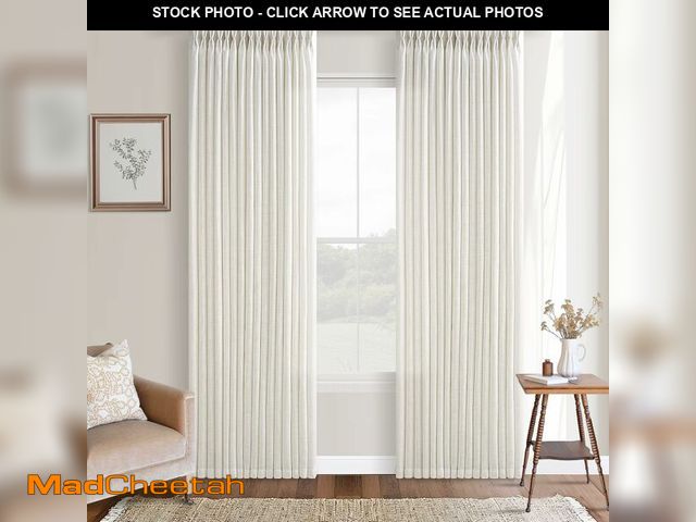 Lot 74-14207634 - Cream Linen Curtains 84 Inches Long Pinch Pleated for Living Room Bedroom Pinch Pleat Drapes Rings H...